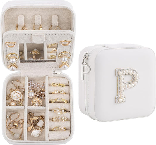 Birthday Gifts For Women, Initial Jewelry Box, Travel Jewelry Case, Gifts for Wife Girlfriend, Small Travel Jewelry Organizer, Gift for Girls, Graduation Gifts for Her, Bridesmaid Gifts