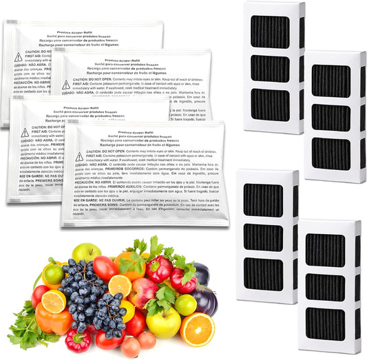 4 Pack Replacements for Frigidaire FRPAPKRF2PK FRPAPKRF Pure Air Produce Keeper and 4 Pack Replacements for FRIGIDAIRE PAULTRA2 Pure Air Ultra II Refrigerator Air Filter (Ultra II)