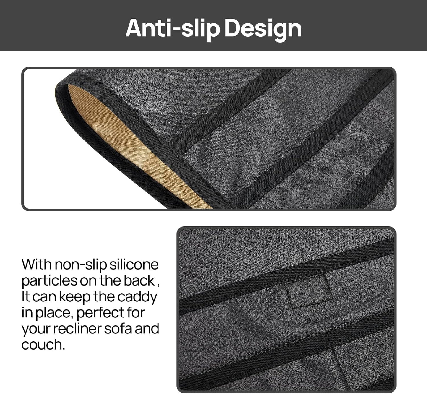 Teniux Remote Control Holder Faux Leather Armrest Organizer with 6 Pockets for recliner couch sofa, Armchair Caddy for Smart Phone, Book, Magazines, Ipad, Remotes (Black)