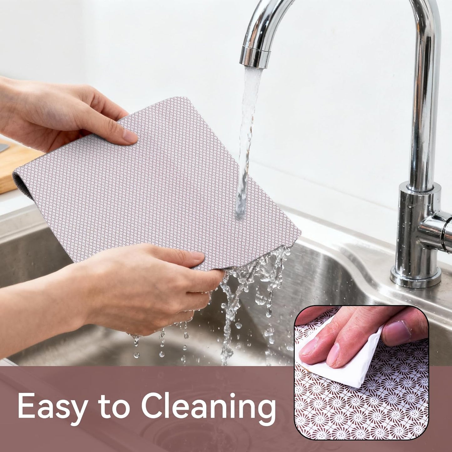 FIFTY FEET 18"x96" Non-Adhesive Shelf Liner for Kitchen Cabinets and Drawers, Washable Non-Slip PVC Cabinet Liner (Red Circle)(1 Roll)