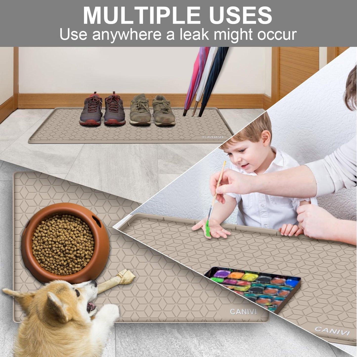 Under Sink Mat, 31" x 22" Waterproof Silicone Under Sink Tray for Kitchen & Laundry Cabinets, Kitchen Cabinet Shelf Protector, Up to 3.2 Gallons Liquid, Fits 36 inch Standard Cabinet(Apricot)