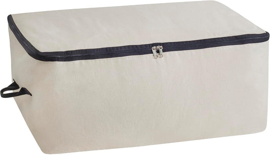 Canvas Under Bed Storage Bags - Canvas Storage Bags with Zipper for Comforters, Blankets & Pillows - Extra Large Bags for Bed Linen Storage - Breathable, Sturdy, Double Stitched with Handles (1 Bag)