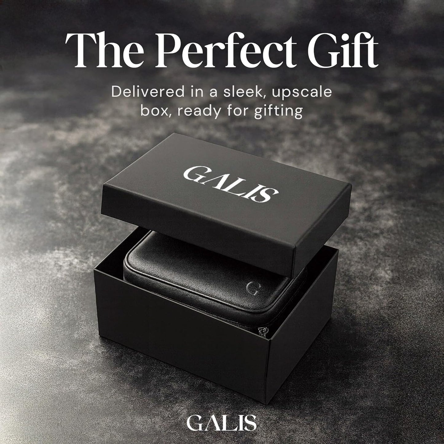 Galis Luxury Watch Travel Case for Men High End Portable 2-Slot Watch Holder and Watch Case, Premium Watch Box for Men, Jewelry Storage Organizer, Gift for Him, Fathers, Husband (Black & Orange)