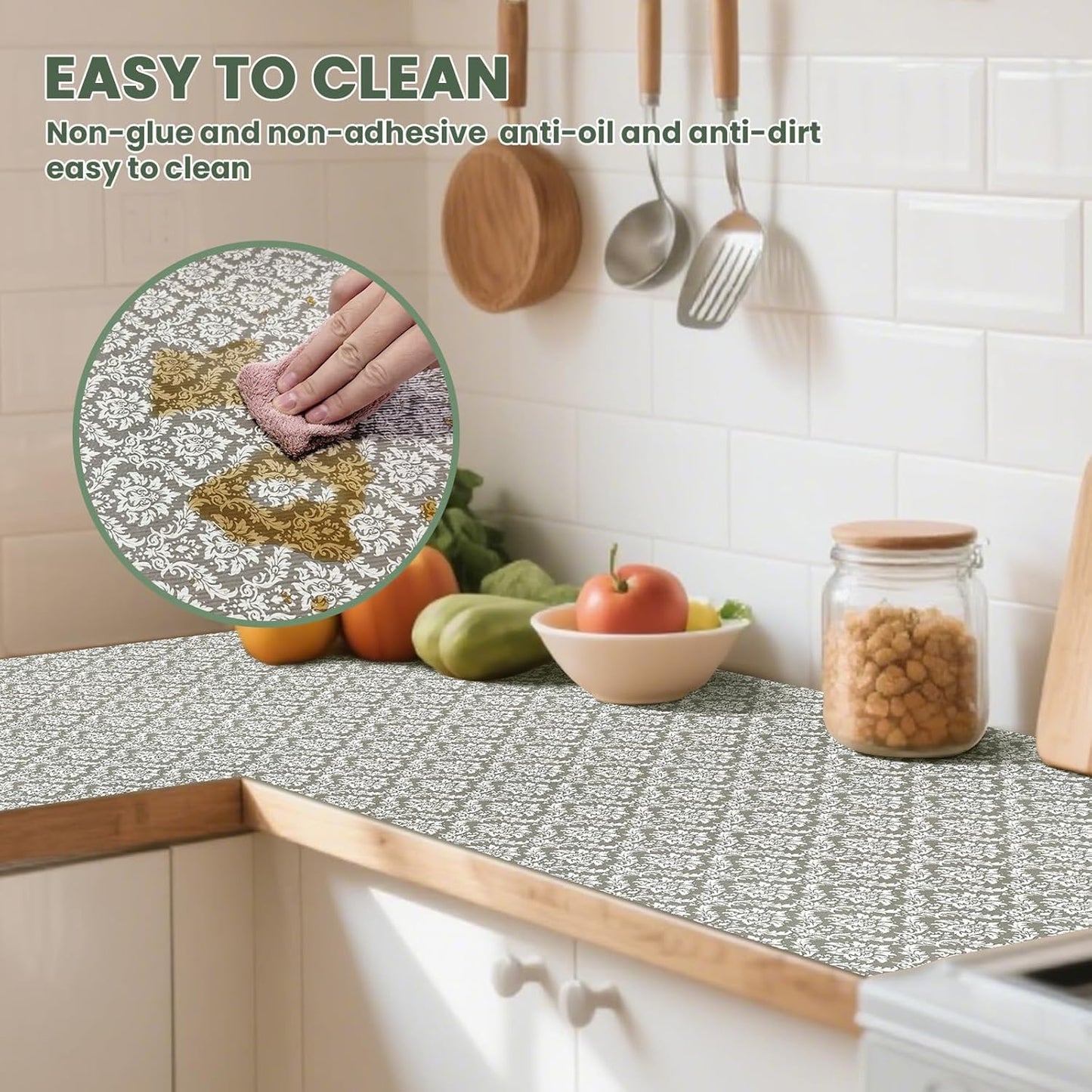 Drawer Liner and Shelf Liner for Kitchen Cabinet Liner Non-Adhesive Non-Slip Shelf Paper, Thick Strong Grip Waterproof Easy to Clean for Shelves, Cupboard, Desks, Baroque Pattern, 12 in x 20 FT