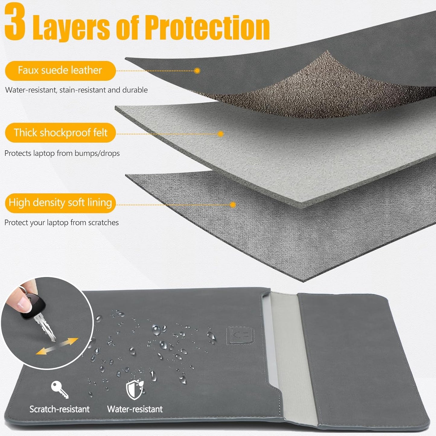 HYZUO 15-16 Inch Laptop Sleeve Case with Stand Feature for MacBook Pro 16 M4/M3/M2/M1 Pro/Max 2025-2019, XPS 15, MacBook Pro 15 2015-2012, Samsung Galaxy Book Flex/Pro 15, Dark Gray