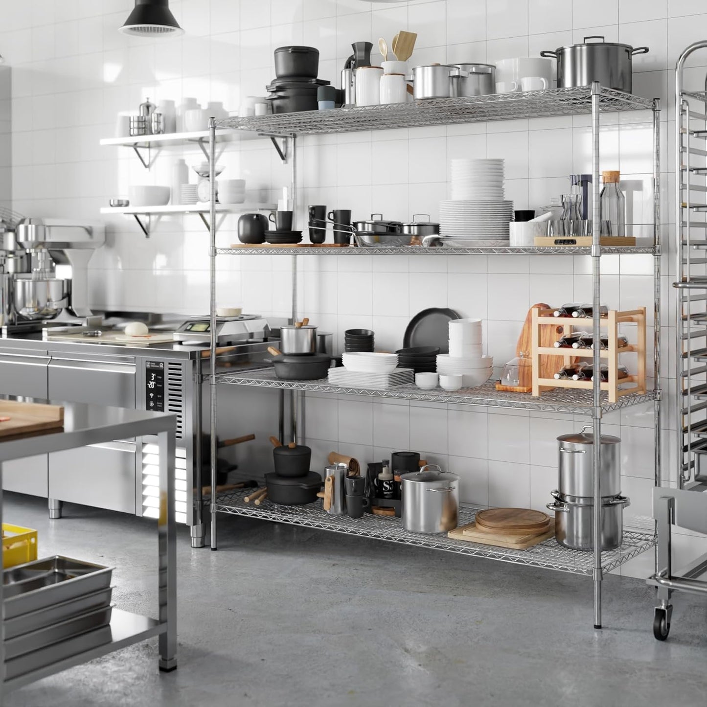 24" Deep x 72" Wide x 74" Height Wire Shelving Kit | 4-Tier | NSF Commercial Storage Rack Unit