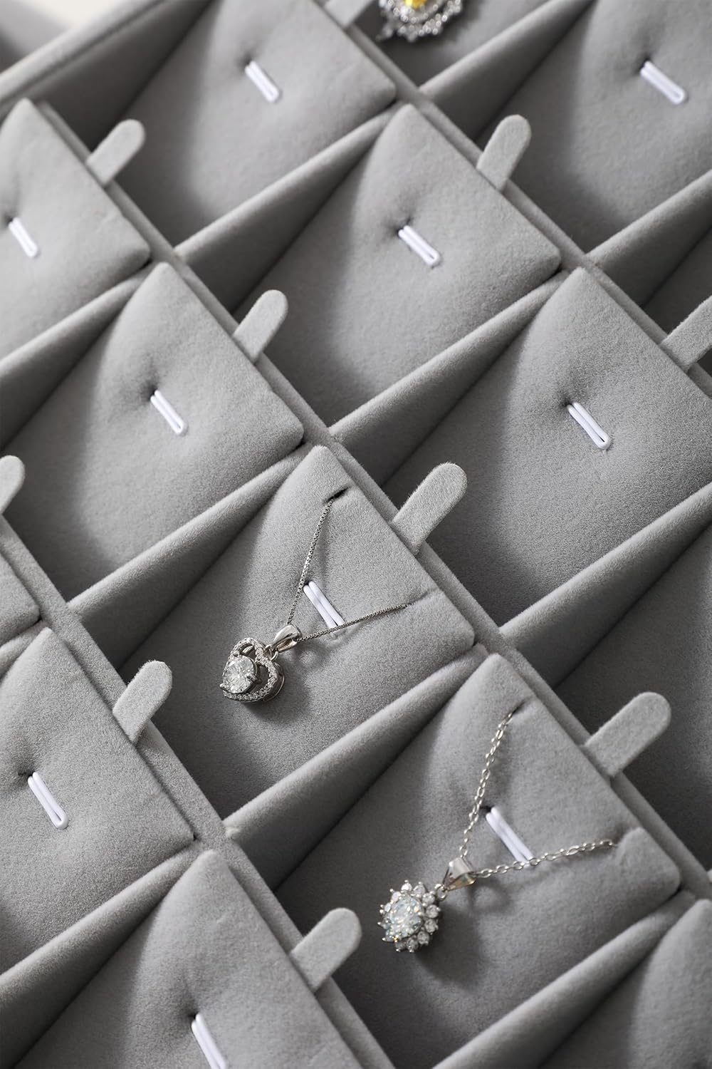 Stackable Jewelry Trays, Velvet Earring Box,Premium Necklace Box,Luxury Jewelry Display Case,Grey Pendant Trays