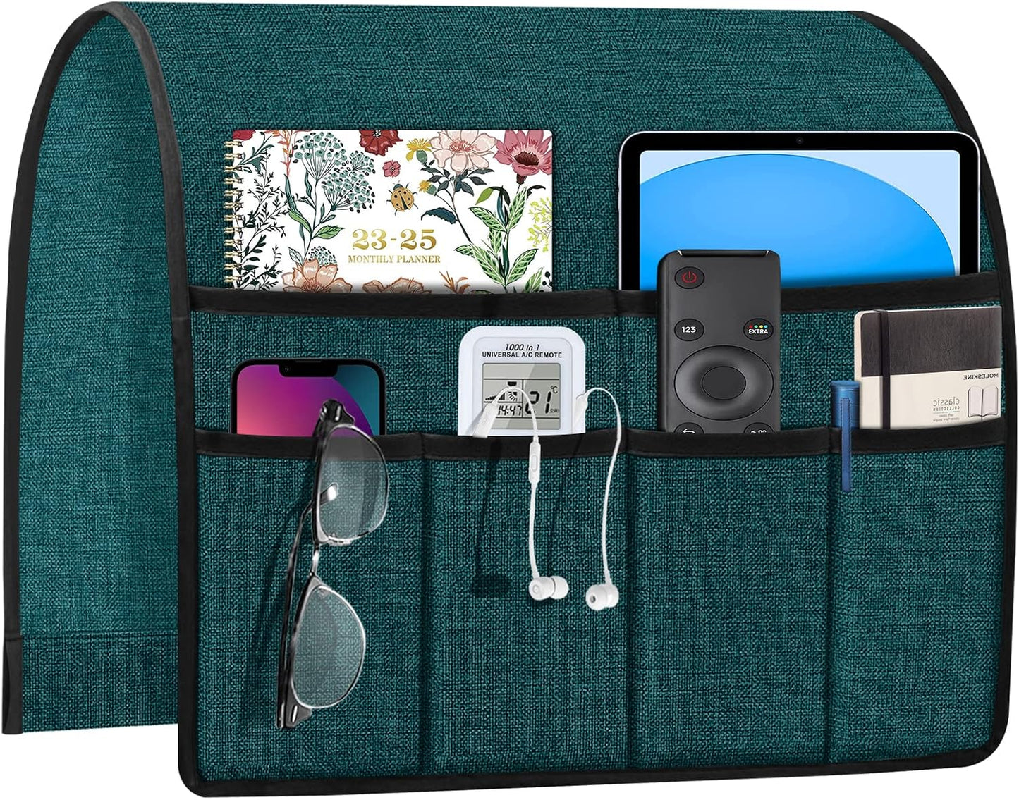 Joywell Remote Caddy Organizer Armchair Caddy for Recliner Sofa Armrest Organizer Remote Control Holder for Couch with 6 Pocket Storage for Magazine, Tablet, Phone, iPad, Dark Teal