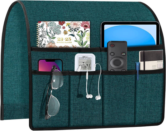 Joywell Remote Caddy Organizer Armchair Caddy for Recliner Sofa Armrest Organizer Remote Control Holder for Couch with 6 Pocket Storage for Magazine, Tablet, Phone, iPad, Dark Teal