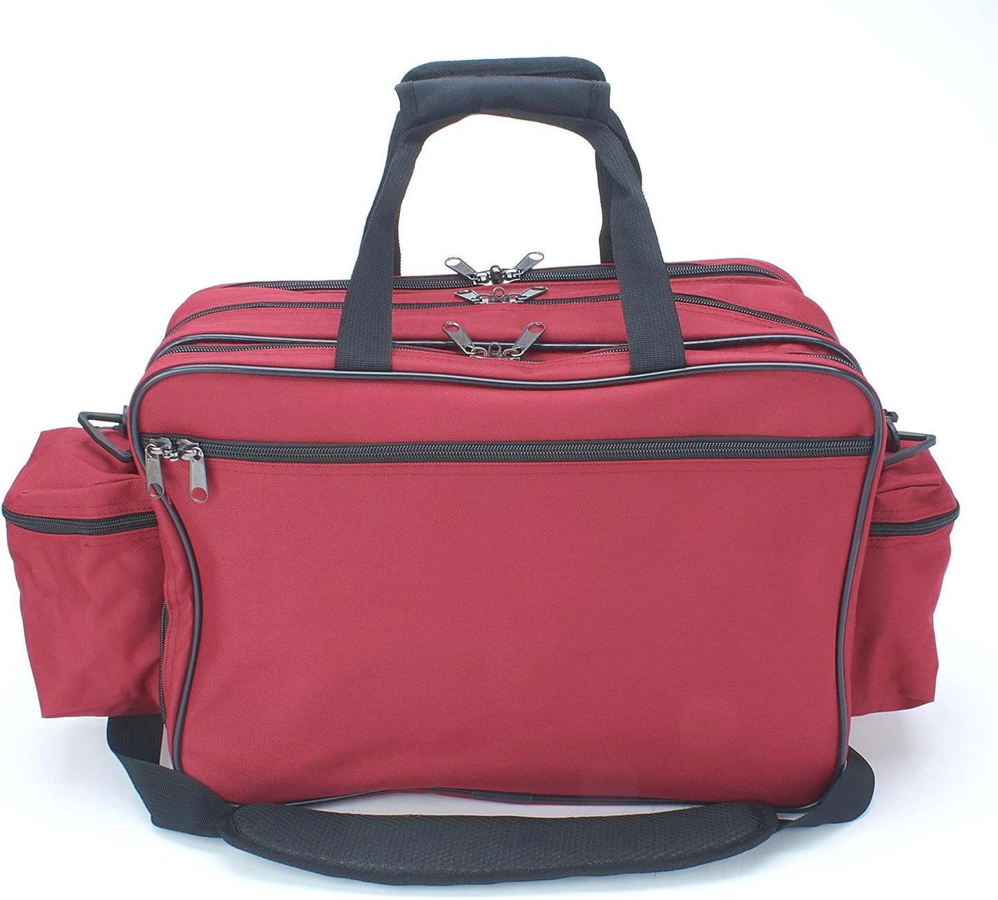 ASA TECHMED Nursing Bag with Compartments – Durable Medical Equipment Shoulder Bag for Nurses, Physicians, EMTs, Multi-Pocket, Nylon Reinforced, Adjustable Straps (Red)