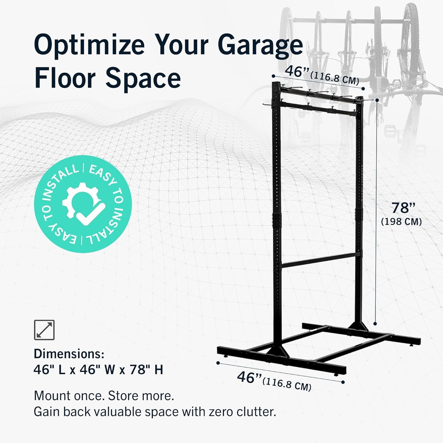 StoreYourBoard Indoor Bike Rack - Freestanding 8 Bike Storage Stand - Heavy-Duty Bike Holder for Garage or Home - Space-Saving Indoor Bike Stands for Road, Mountain, and Hybrid Bicycles - Black