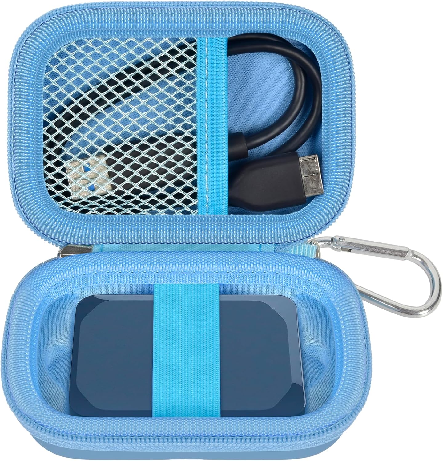 Carrying Case Compatible with Crucial X10/ X9 Pro 4TB/ 2TB/ 1TB Portable SSD, External Solid State Drive Hard Storage Holder Bag Fits for USB-C Cable (Box Only) (Sea Blue)