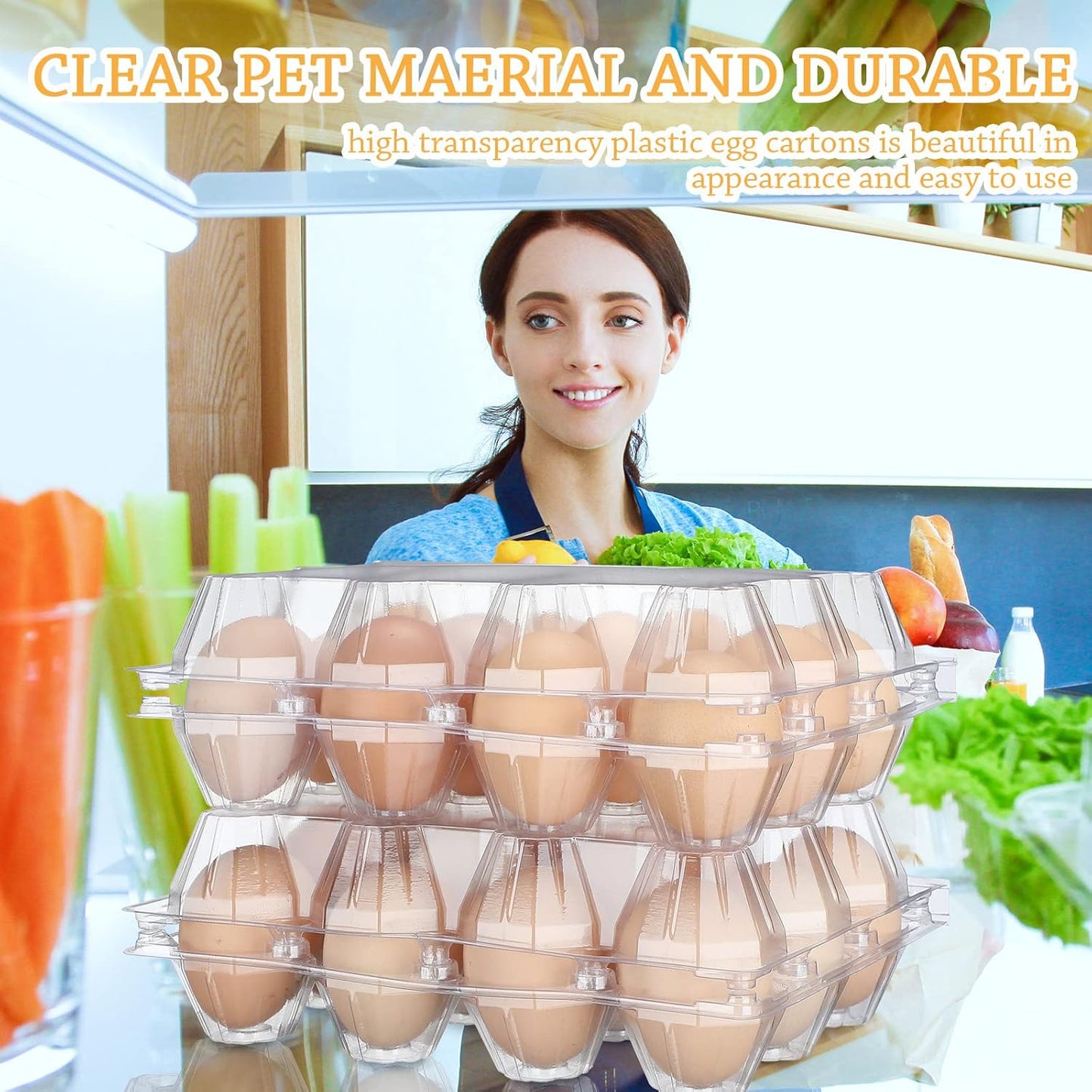 Tanlade 100 Pcs Plastic Egg Carton, 12 Grids Clear Chicken Egg Tray Disposable Plastic Holder Empty Container for Farm Refrigerator Fresh Storage(7.5 x 5.7 x 2.5 Inch)