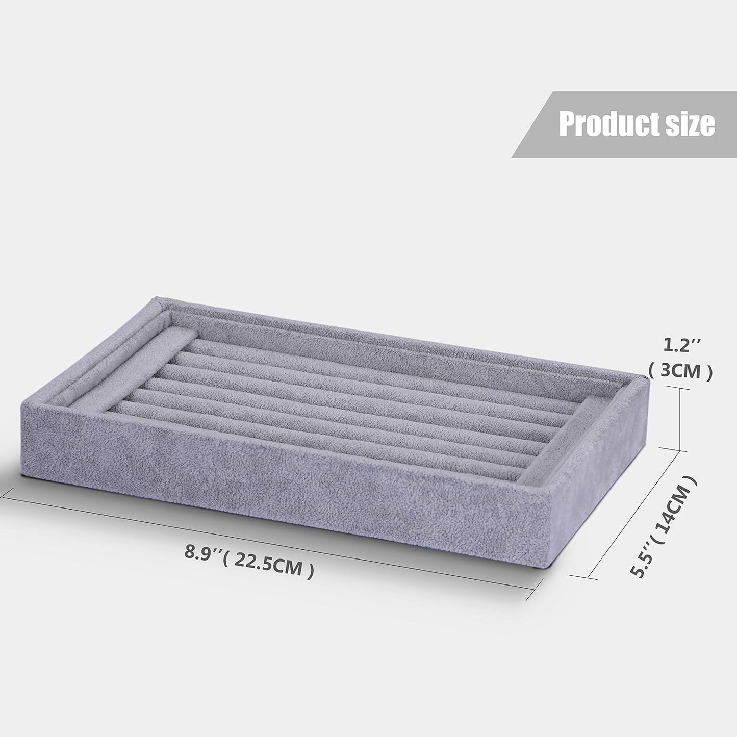 Valyria Velvet 7 Slots Ring Earrings Trays Showcase Display Jewelry Organizer (Grey)