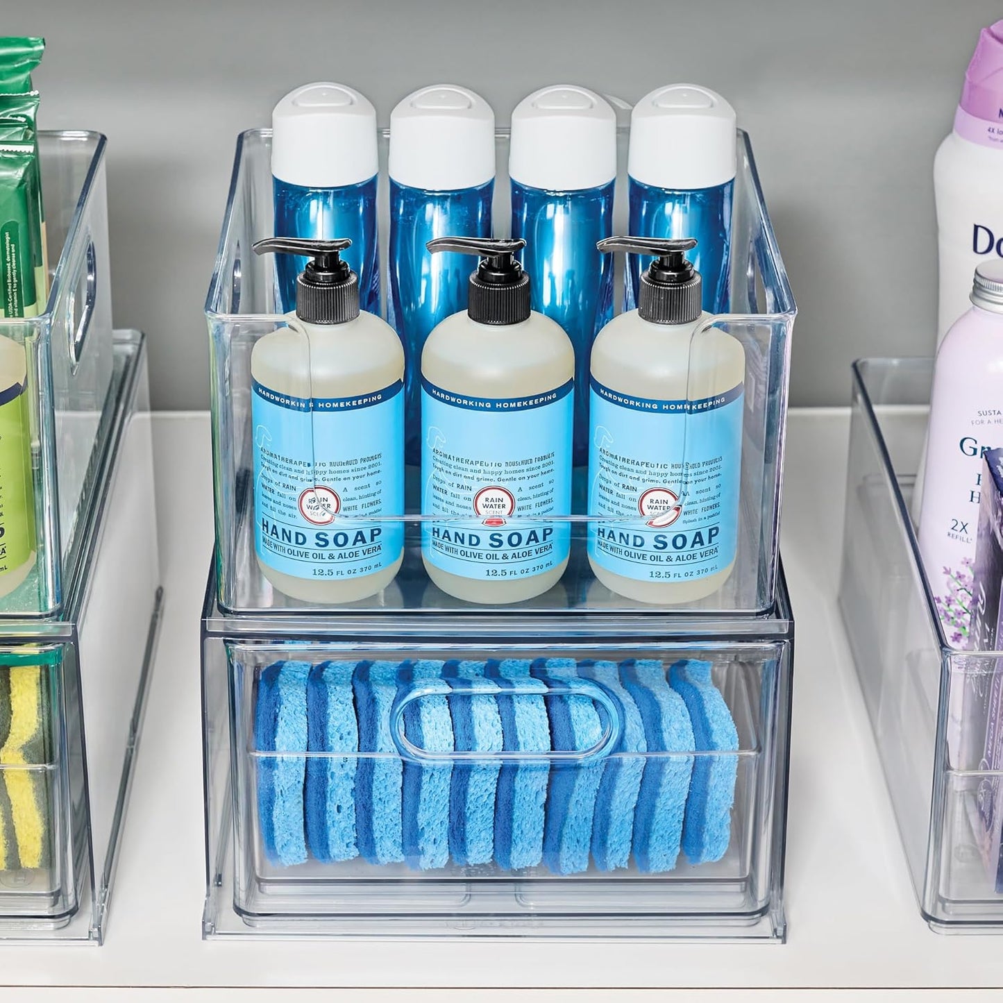 iDesign Stackable Clear Open Front Storage Bin, Easy Access Organizer for Pantry or Cabinet, 4-Pack