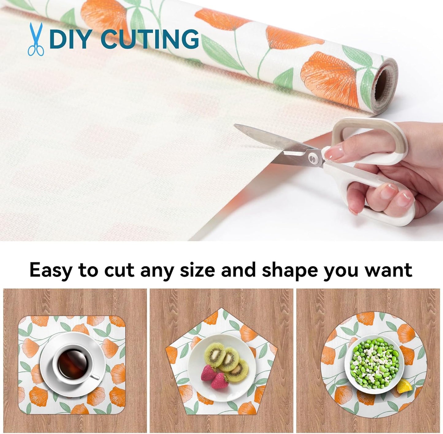18" W x 96" L Floral Drawer and Shelf Liner for Cabinets, Non-Adhesive Strong Grip Non-Slip Flower Shelf Cabinet Kitchen Shelf Liners for Kitchen Cabinets