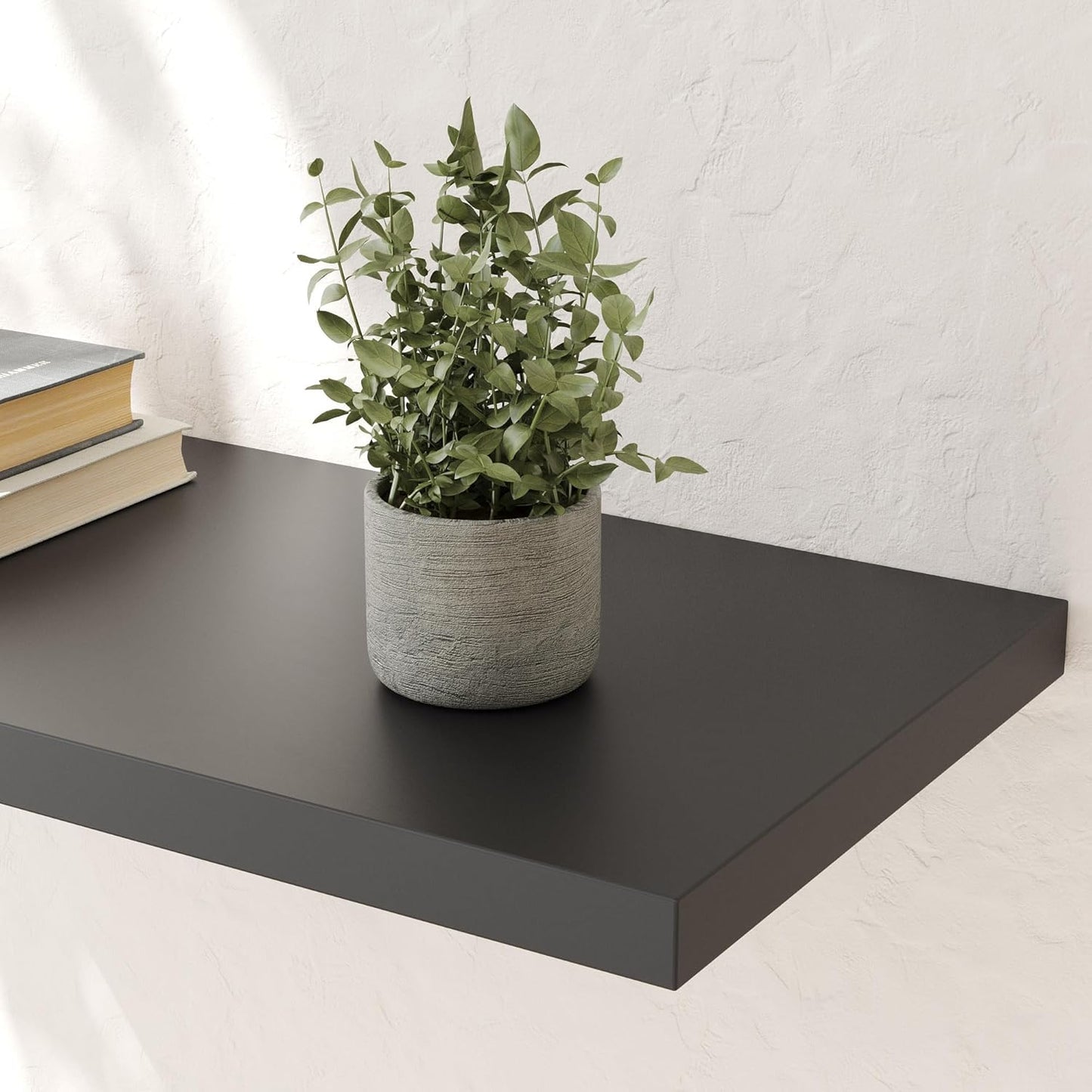 Wall Shelf Set of 3, Black Floating Shelves 36 in W x 10 in D x 1 in H, Wooden Floating Wall Shelf with Invisible Brackets for Living Room/Bedroom/Bathroom/Kitchen Storage and Decor