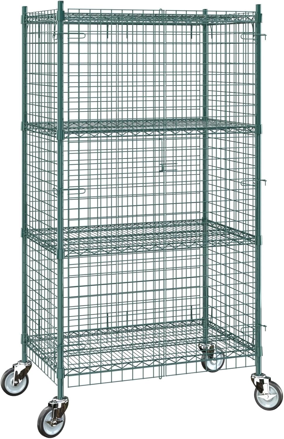 24"x36"x70" Metal Wire Green Security Heavy Duty Commercial NSF Certified Storage Unit | Mobile Wire Security Cage Kit