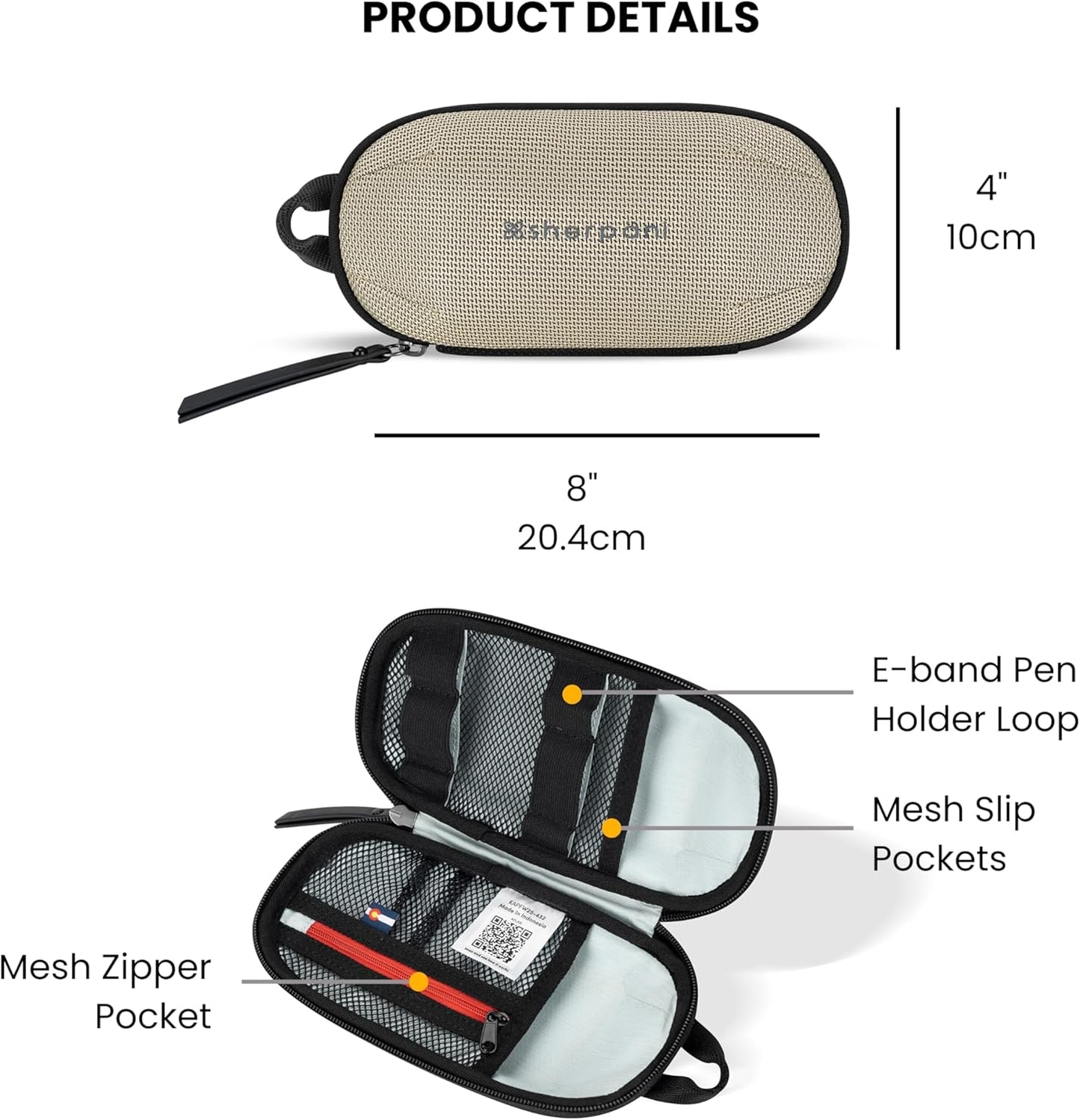 Sherpani Mini Co-Pilot, Travel Cable Bag, Cord Storage Organizer, Small Tech Pouch, Accessory Carrying Case, Travel Gift for Women (Straw)