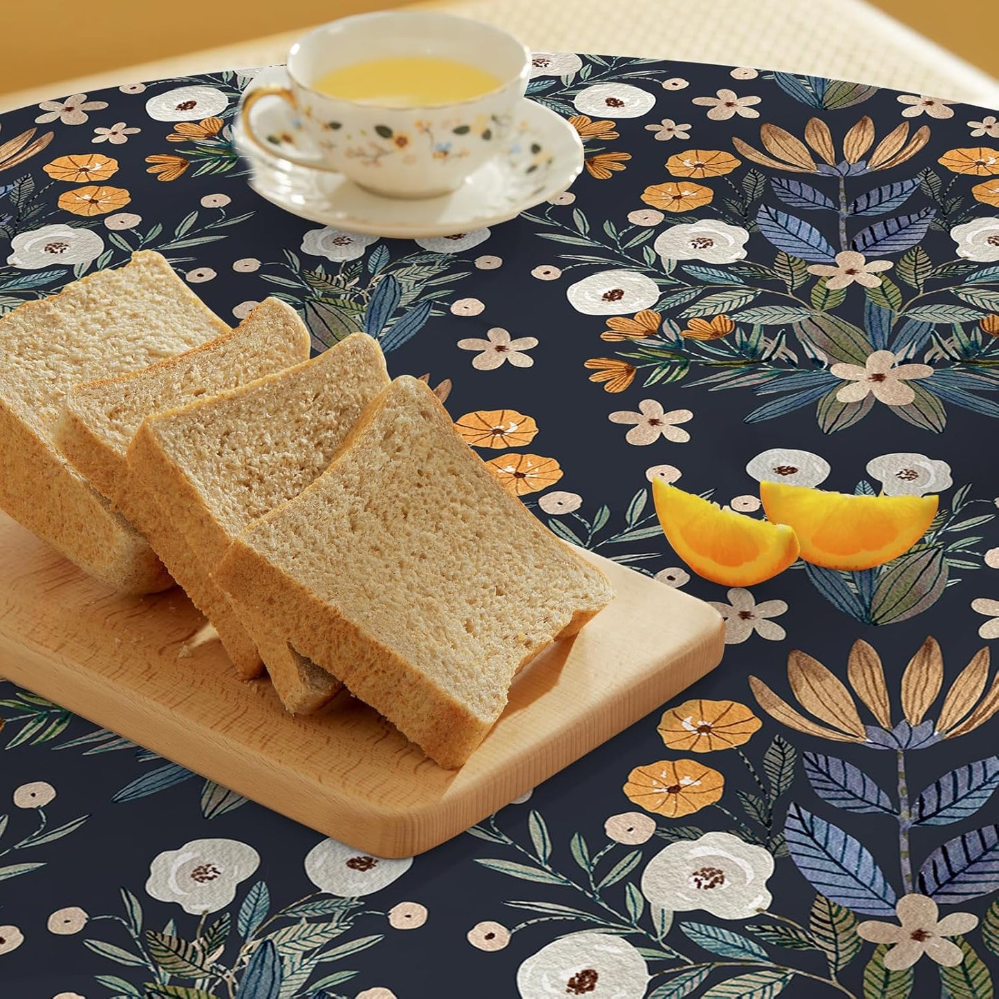 HAOKHOME Shelf Liner and Cabinet Liner Floral, Self-Adhesive Drawer Liners, Peel and Stick Contact Paper for Kitchen Cabinets and Cupboard,Bedroom Drawers, Black/White/Orange 17.3in x 6.5ft