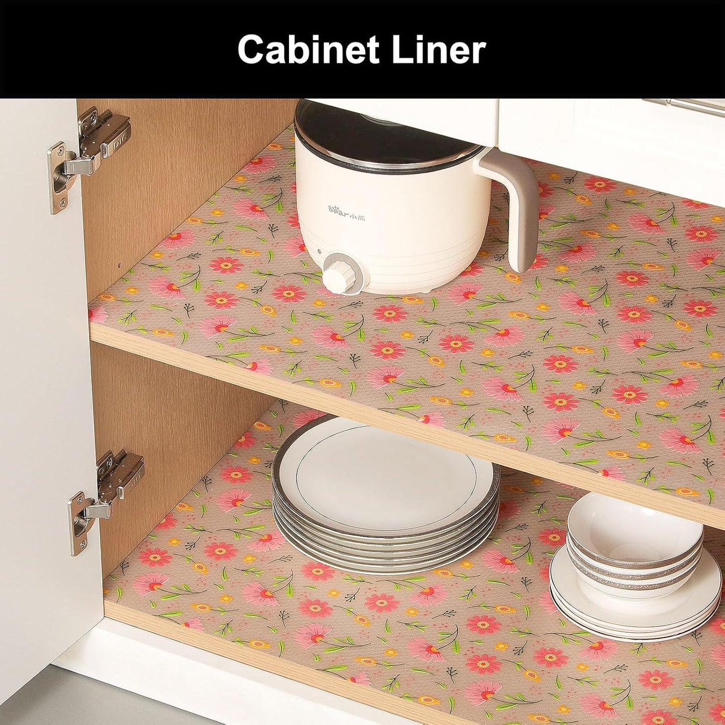 Cooyes Shelf Liner – Premium Non-Adhesive Cabinet & Drawer Liner for Kitchen – Waterproof Shelf Paper with Modern Pattern – Durable EVA Cabinet Mat – Easy to Cut (11.8" W x 118" L)