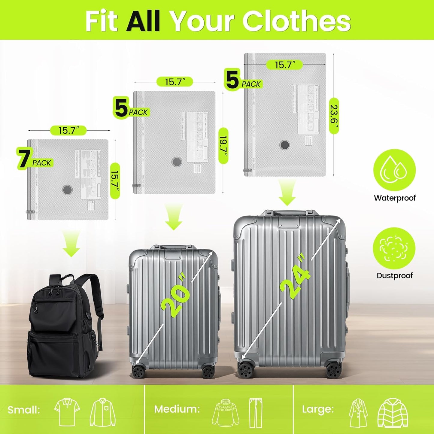 (17PACK) Travel Vacuum Bags with USB Pump-Portable Vacuum Packing Seal for for Travel & Home, Vacuum Compression Packing Seal Bags for Clothes, Bedding & Seasonal Storage