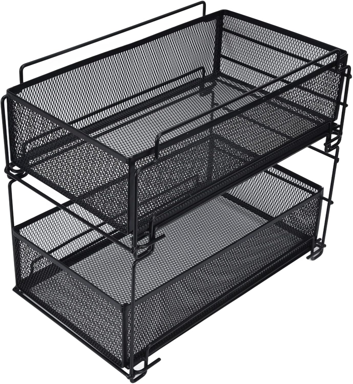 Cupboard Organiser, 2 Tier Under Sink Storage Organiser, Kitchen Storage Drawer Basket Rack Multilayer Kitchen Shelf Sliding Under Sink Drawer