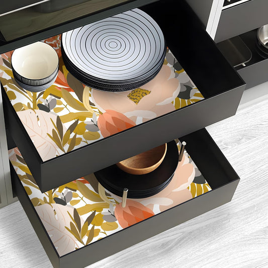 Floralplus Shelf Liner for Cabinet Kitchen Self Adhesive Waterproof Drawer Liner Vintage Floral Peel and Stick Contact Paper Wallpaper Countertop Bathroom Dresser Liners 17.7 x 78.7 in
