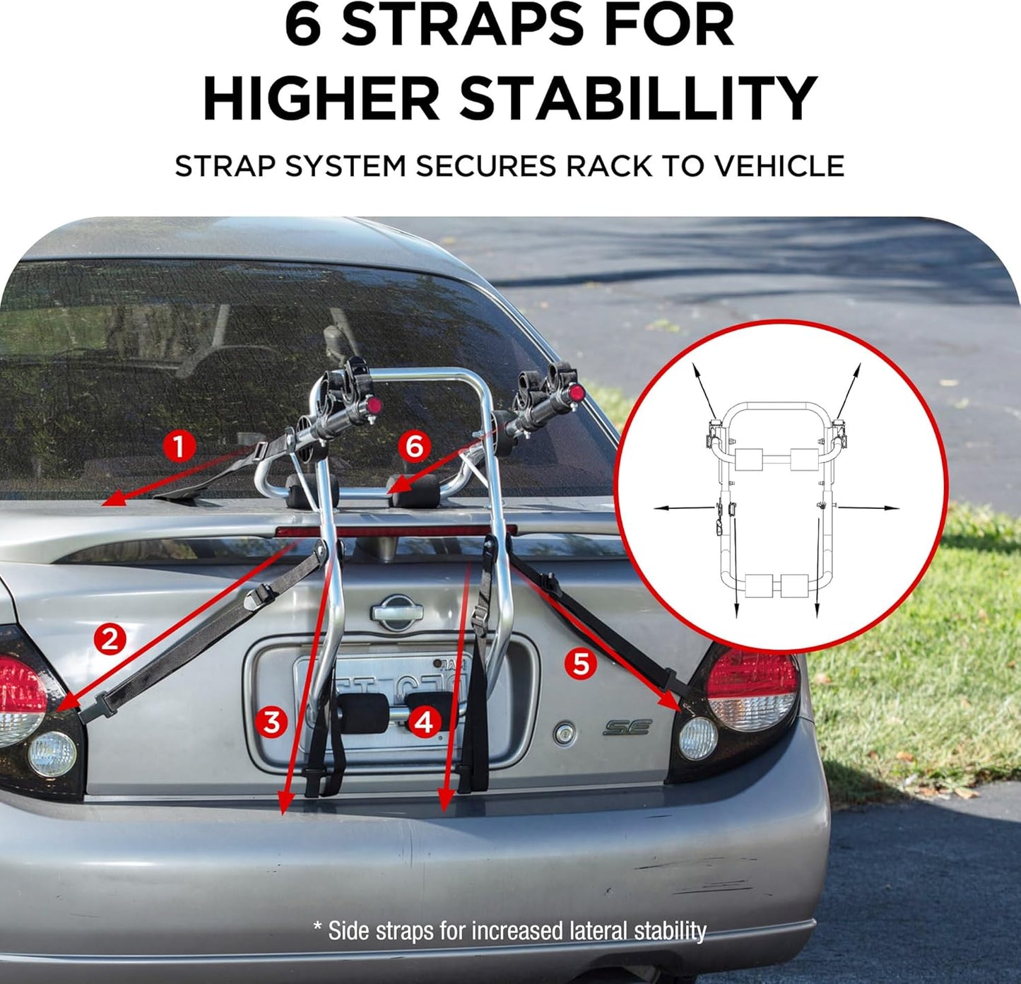 Young Aluminum 2-Bike Rack Trunk Mount, Hightweight for 2 Bicycles Up to 70 lbs Load