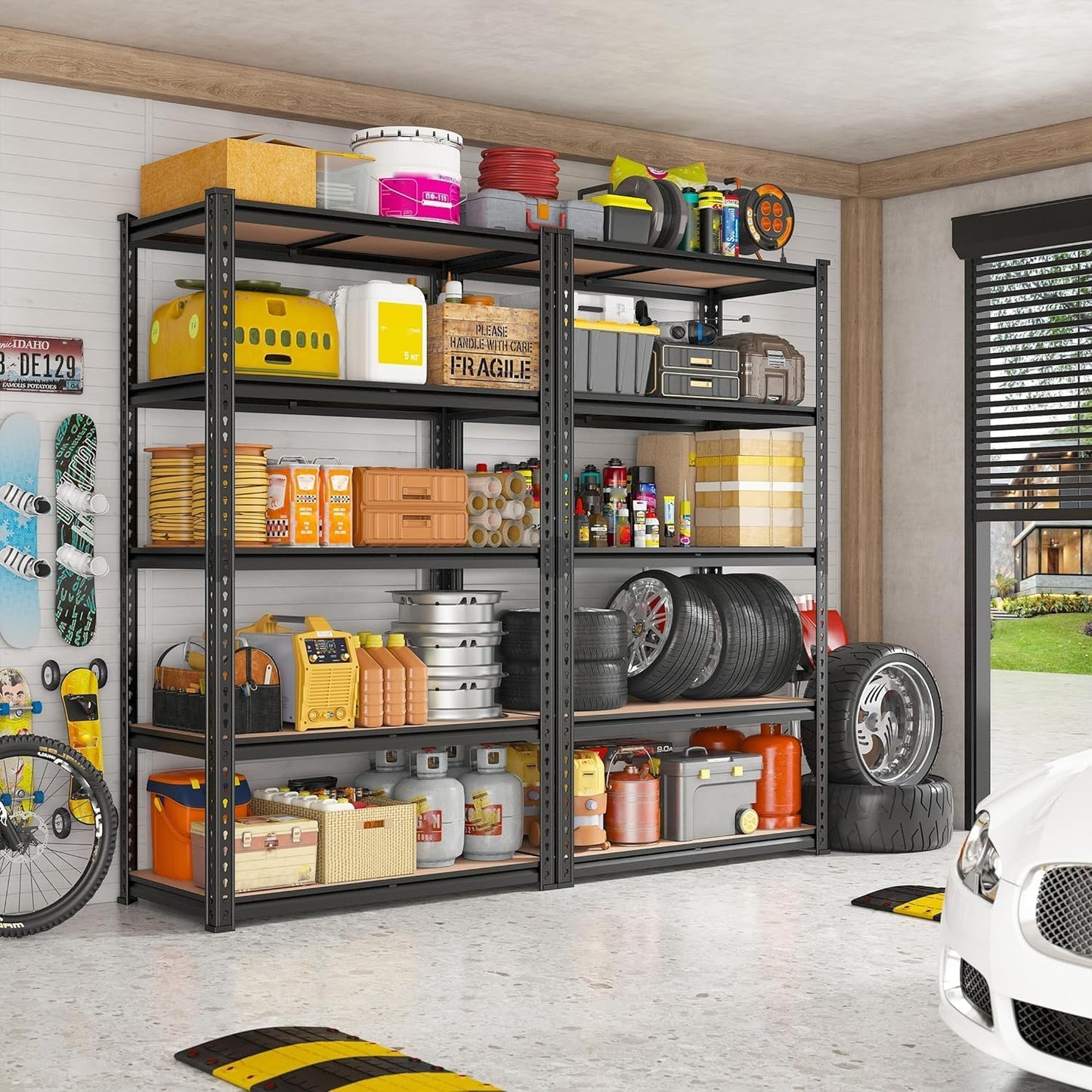 Garage Storage Shelves,5 Tier Shelving Unit, 40 inch Wide, 18” Deep, 78” Tall Organizer Metal Shelf for Basement/Laundry/Pantry Heavy Duty, Adjustable,Easy to Install (5Tier-45.3"Wx19.7"Dx63"H)