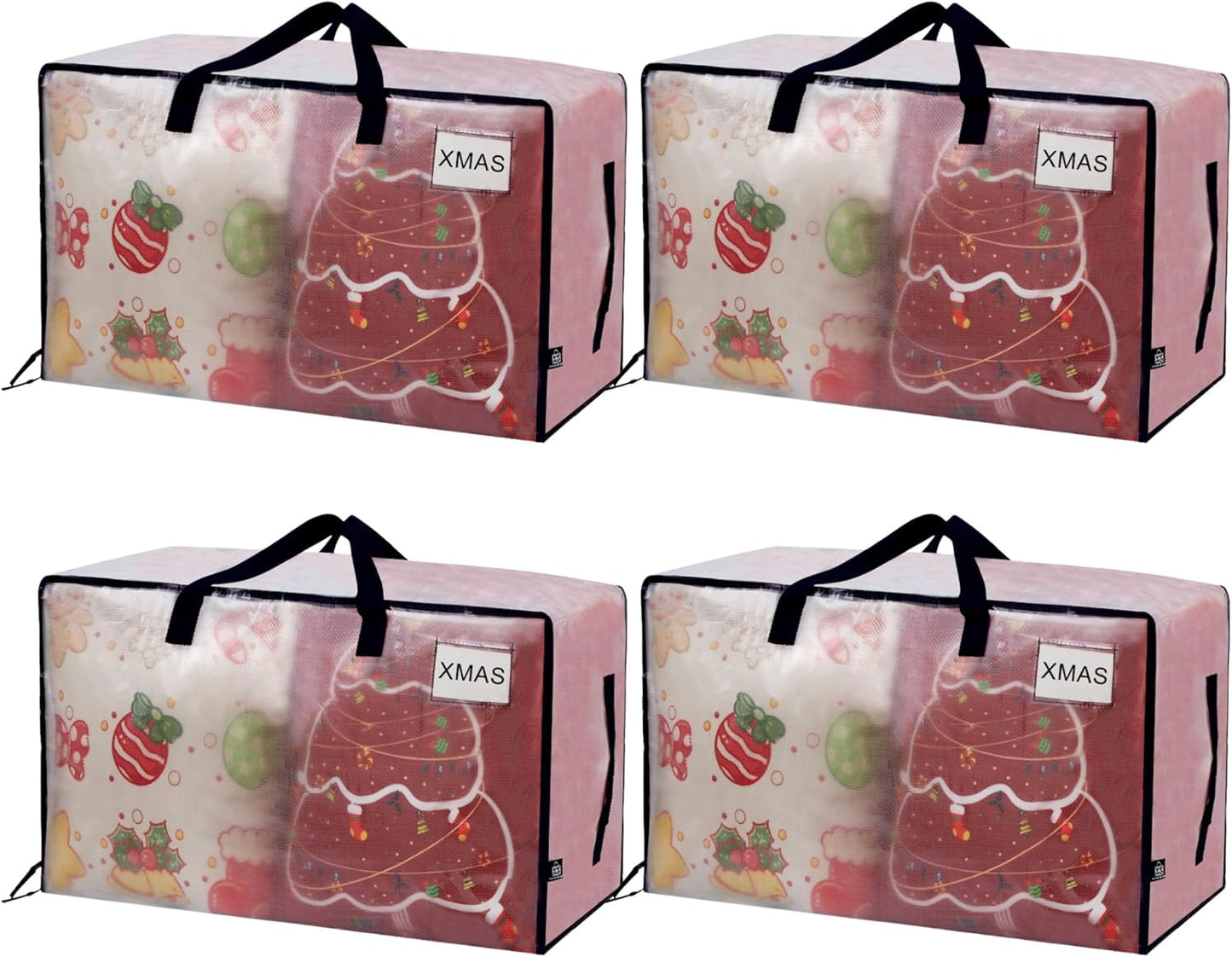 VENO 4 Pack Moving Bags and Large Christmas Decoration Storage Bins with lids. Alternative to Moving Boxes, Packing Supplies for College. Heavy Duty Totes (Clear, 4 Pack)