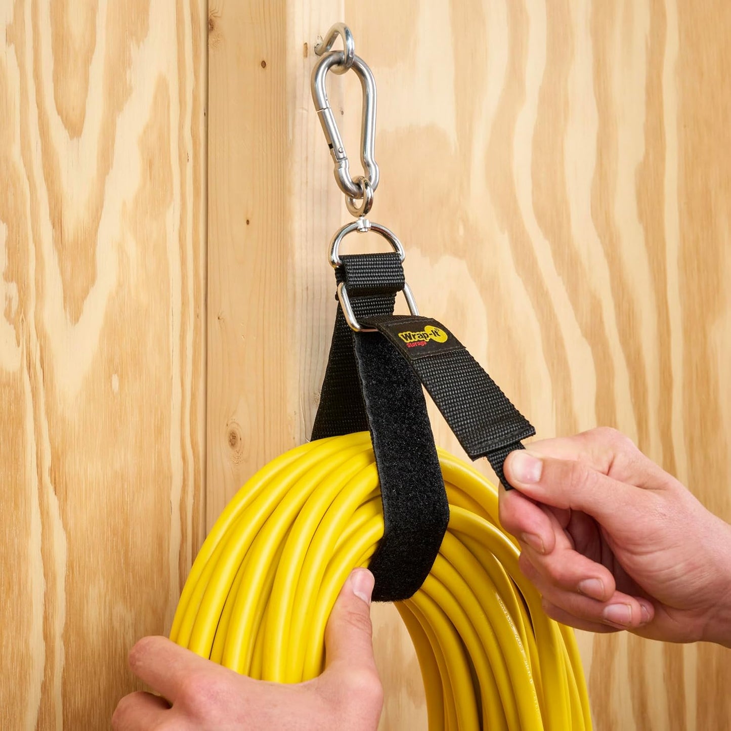 Hook 'n Hang Wrap-It Storage Straps - 18" (2-Pack) Blaze Orange - Hose and Extension Cord Storage Accessories for Garage Organizing