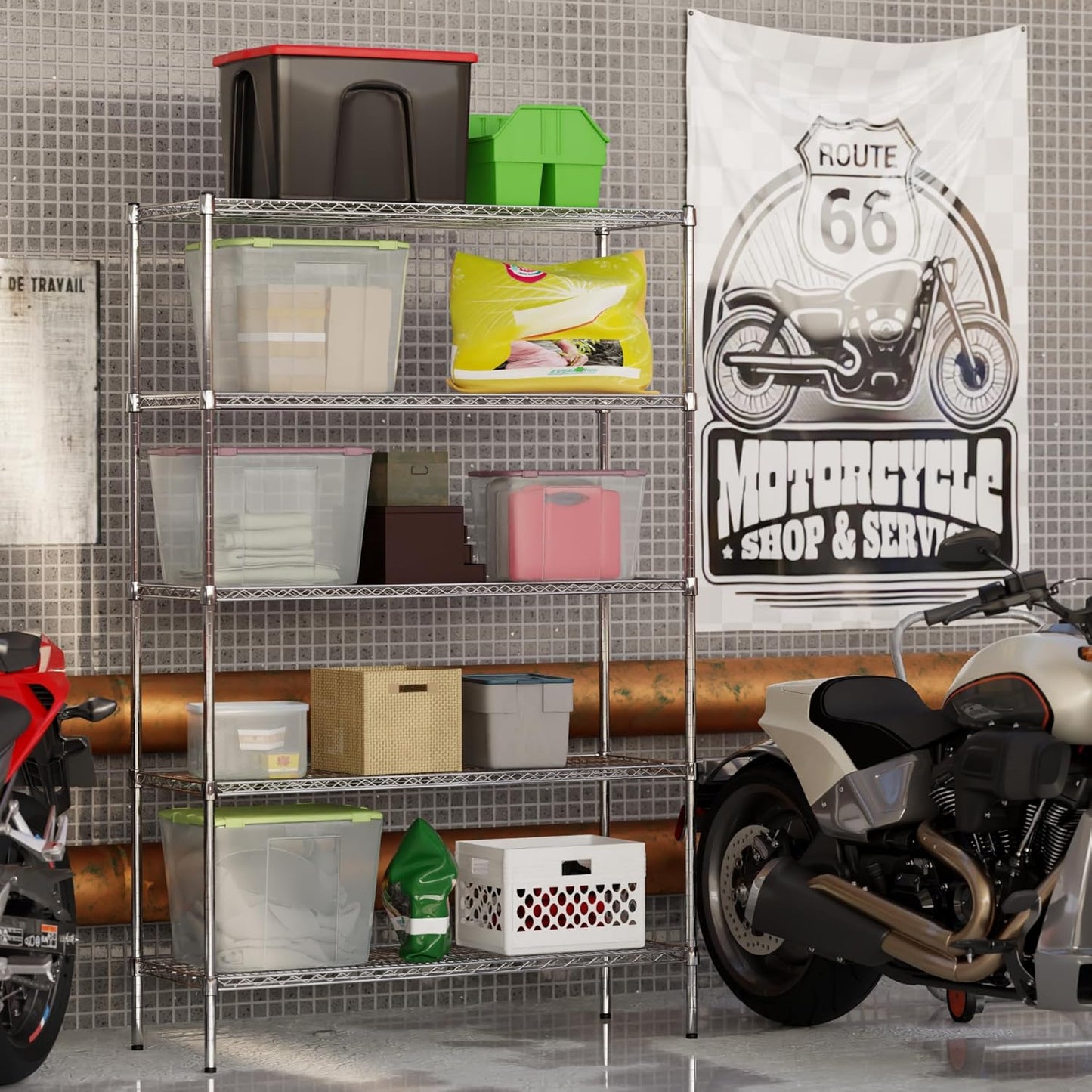 18" Deep x 48" Wide x 74" Height Wire Shelving Kit | 5-Tier | NSF Commercial Storage Rack Unit