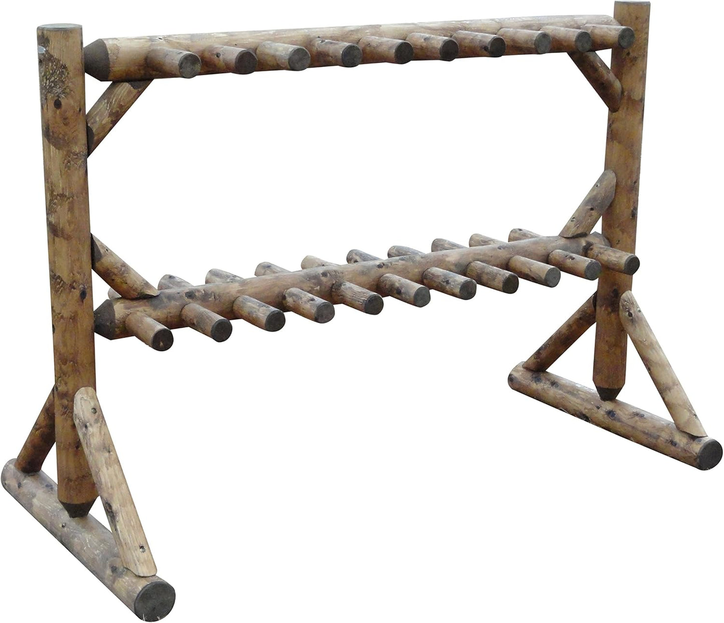 17-Place Freestanding Log Ski Rack Holder, Indoor & Outdoor Snowboard Racks, Standing Storage, Garage Racks for Snow Skis, Durable Snowboard Rack Garage Storage Organizer - Canyon Brown