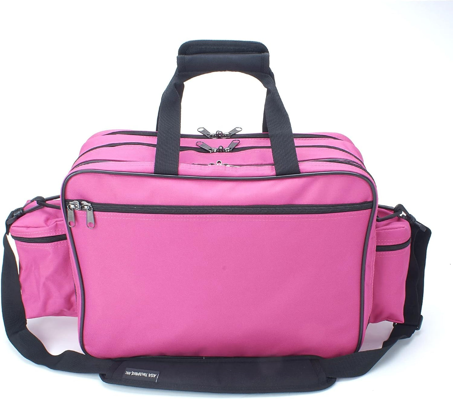 ASA TECHMED Nursing Bag with Compartments – Durable Medical Equipment Shoulder Bag for Nurses, Physicians, EMTs, Multi-Pocket, Nylon Reinforced, Adjustable Straps (Pink)