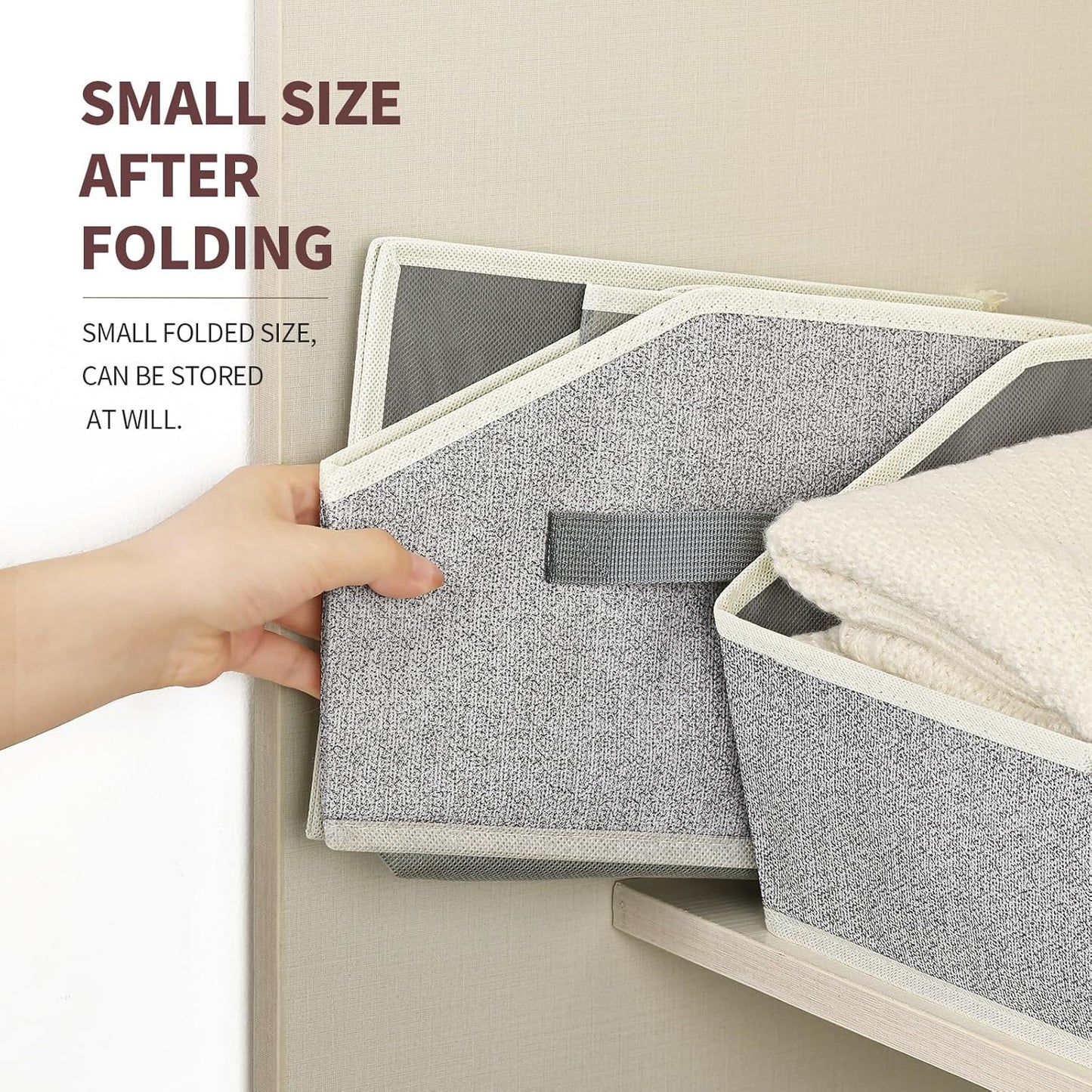Trapezoid Bins for Organization - 8 Pack Storage Cubes, Decorative Fabric Organizer Bins, Large Baskets for Storage, Linen Storage Organizer for Clothes, Books, Home, Light Gray