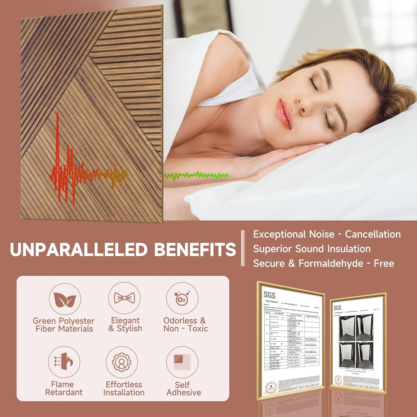 TO-TH Acoustic Wall Panels,6 Pack Total Size 72 x 48 Inches,Self-Adhesive Decorative Acoustic Panels for Wall and Ceiling,3D UV Printing with Wood Look,Beech
