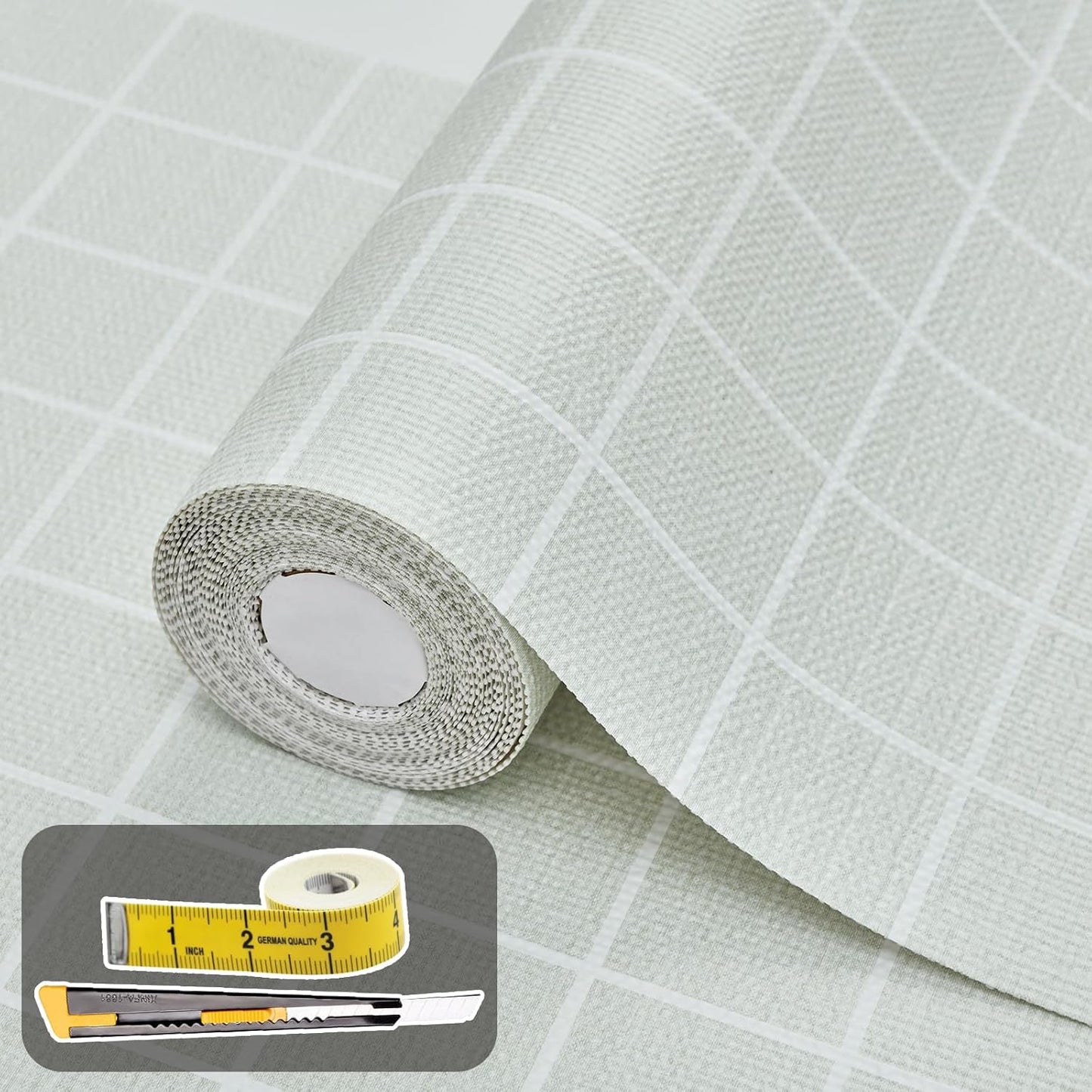 Drawer and Shelf Liner for Kitchen Cabinet: 12 in X 30 Ft Non Slip Waterproof Shelf Paper Non Adhesive Refrigerator Liners Light Gray Grid Easy Liners for Bathroom
