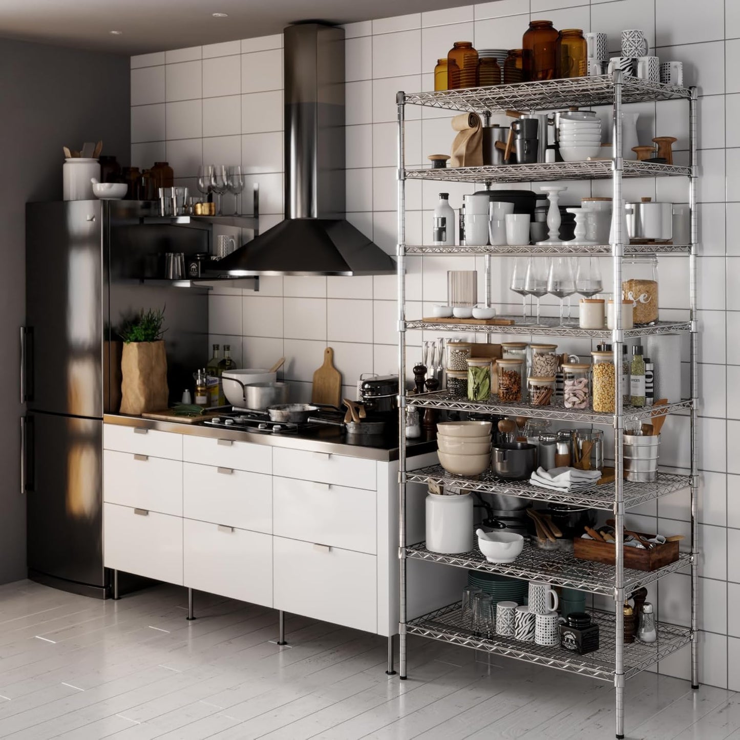 24" Deep x 36" Wide x 86" Height Wire Shelving Kit | 8-Tier | NSF Commercial Storage Rack Unit