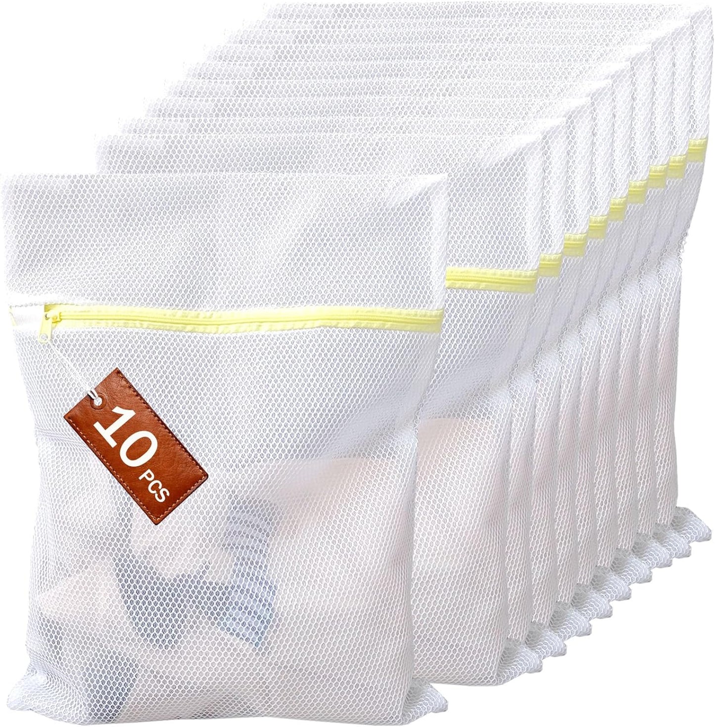 Mesh Laundry Bags for Washing Machine - 10 Pack (12x16 Inch), Double-layer Delicates Wash Protector for Lingerie Clothes