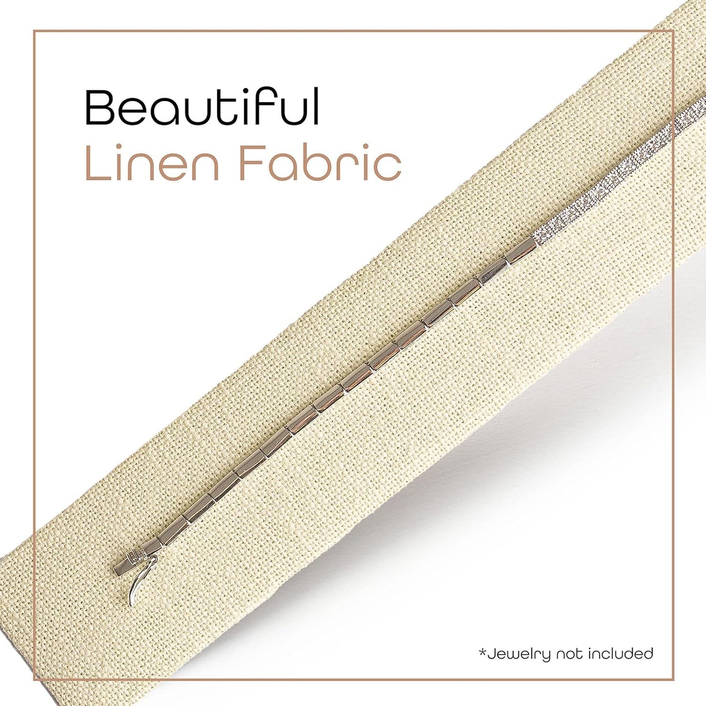 Novel Box 2 Pack Bracelet/Watch Ramp Beige Linen 2x8.25x2 Inches - Slim and Sleek Ramps for Jewelry Display - Bracelet Holder Organizer Stand for Wedding, Selling & Personal Use