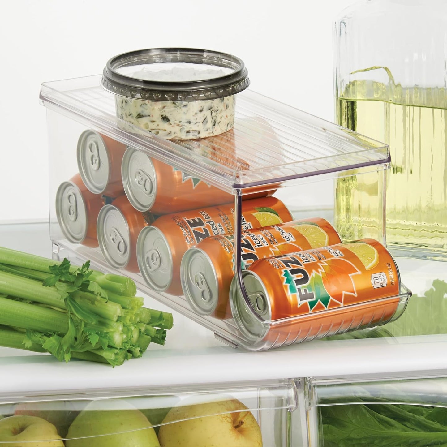 iDesign Soda Can Organizer with Lid for Pantry or Refrigerator - Set of 2 - Clear - Made in USA