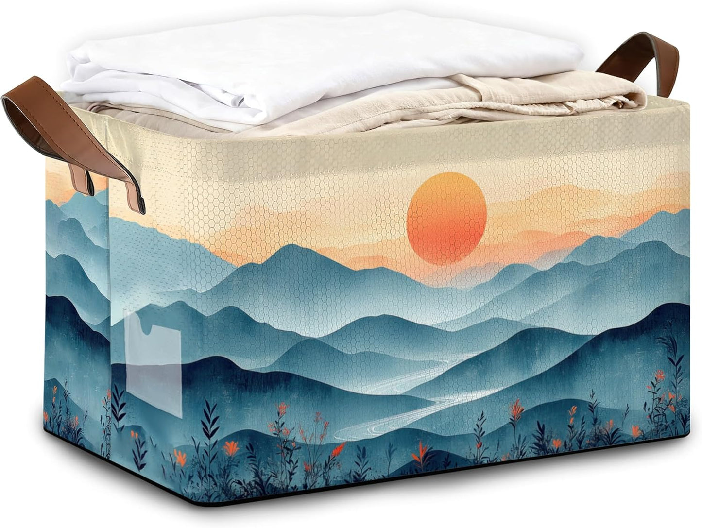 Storage Bin with Handles, Sun Mountains Collapsible Laundry Baskets for Books, Laundry - Use in Nursery, Closet Organizers and Storage, Blanket Basket