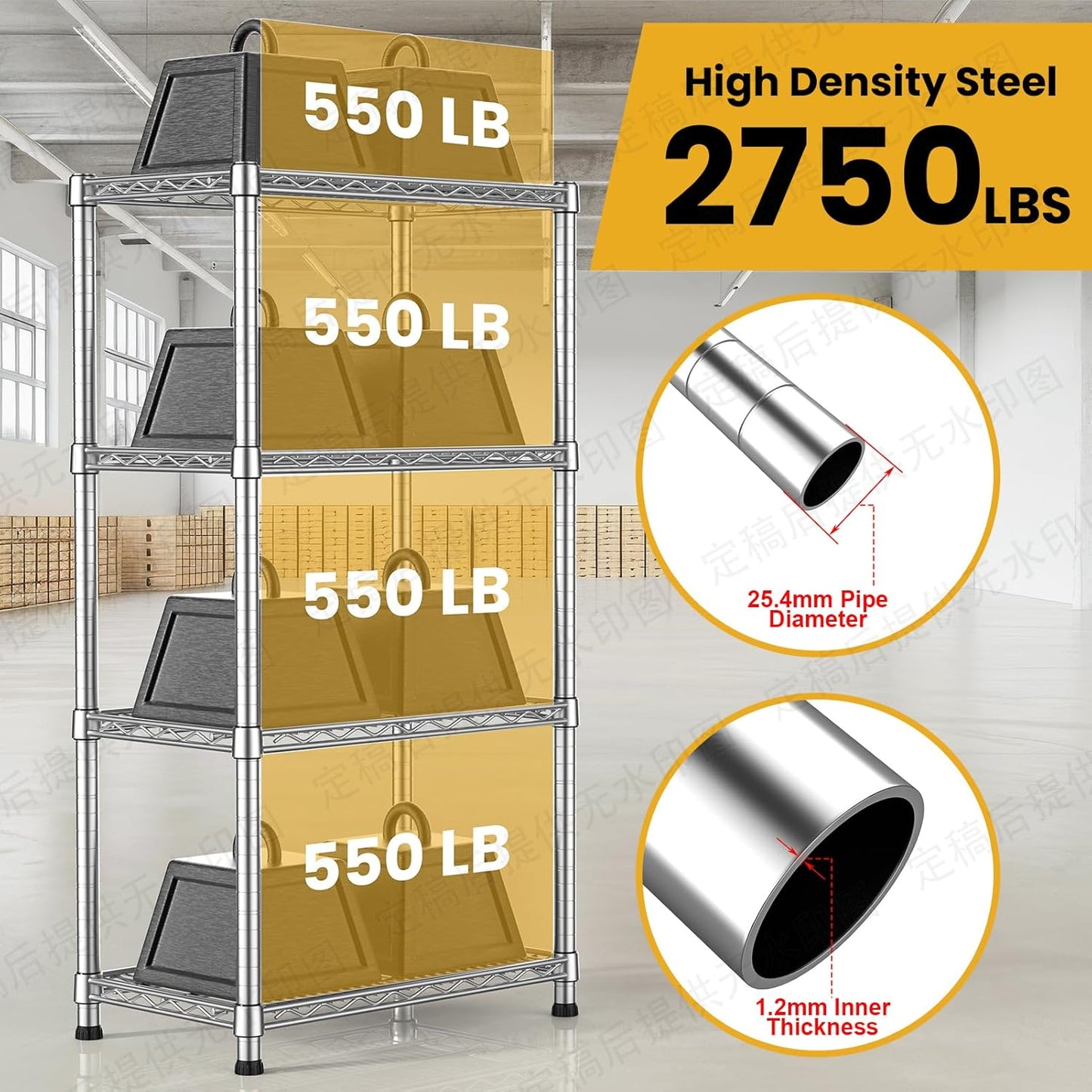 4- Shelf Storage Shelves Wire Shelving Unit Adjustable Metal Shelving Sturdy Steel Commercial Shelf organize Rack Units Heavy Duty 2200 LBS,for Garage Laundry Bathroom Organization Kitchen Closet