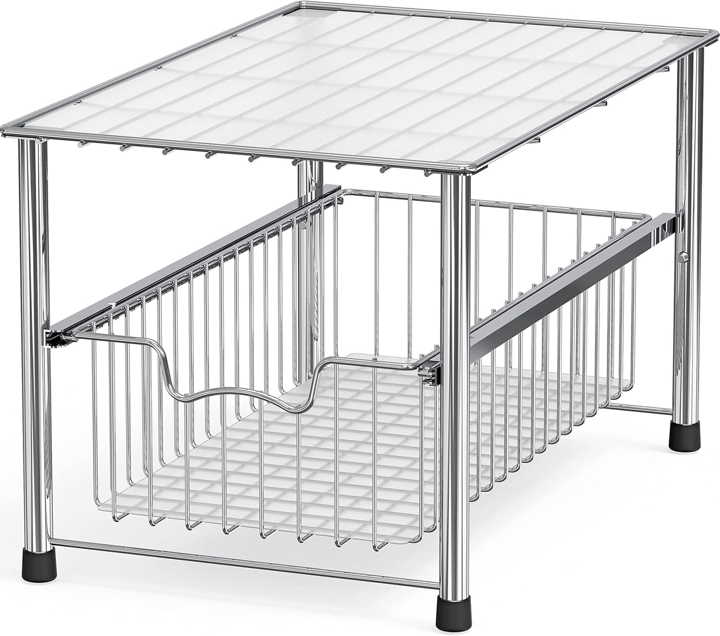 Simple Houseware Chrome Metal Stackable Storage Rack, 16.75 in L x 10.8 in W x 10.25 in H