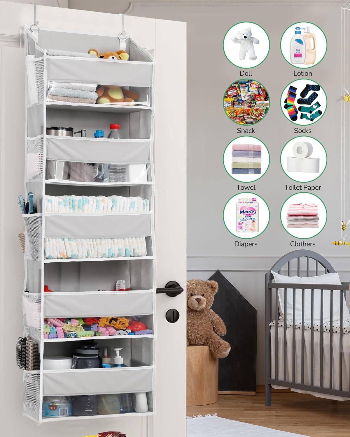 ULG 2 Pack 5-tier Over the Door Organizer Light Gray