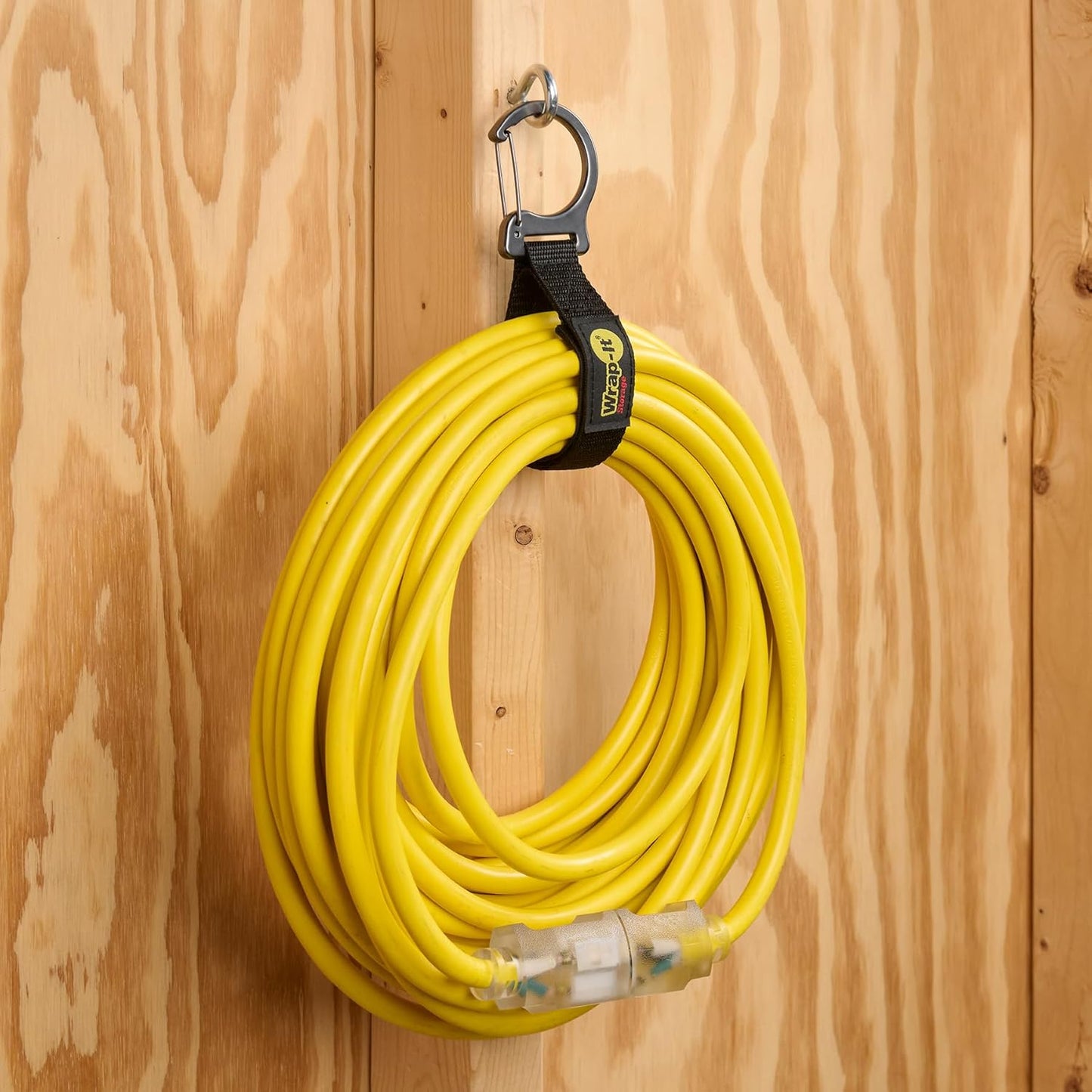 Wrap-It Storage Quick Clips - 14" (3-Pack) Black - Cable Straps With a Metal Clip to Use as an Extension Cord Organizer or Garden Hose Holder