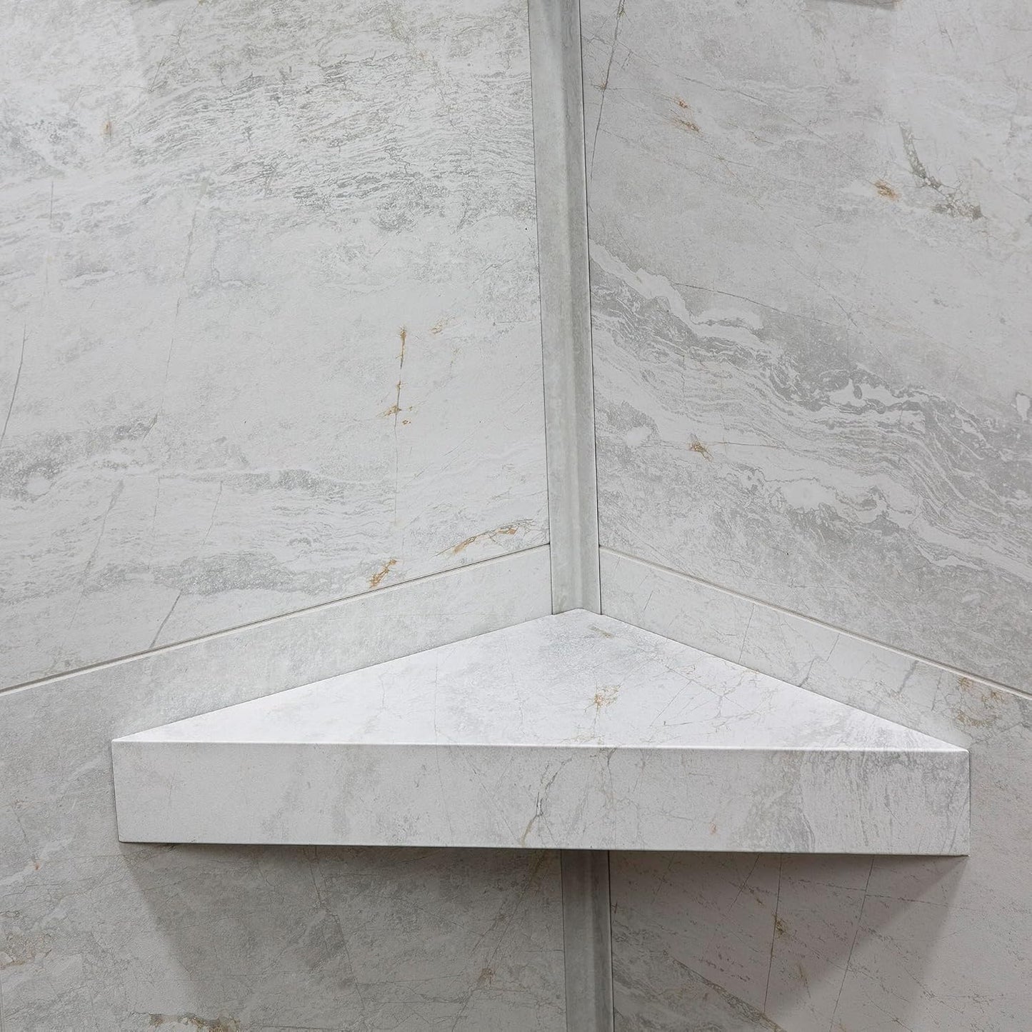 Palisade Vinyl Waterproof Corner Shower Shelf in Polar Frost