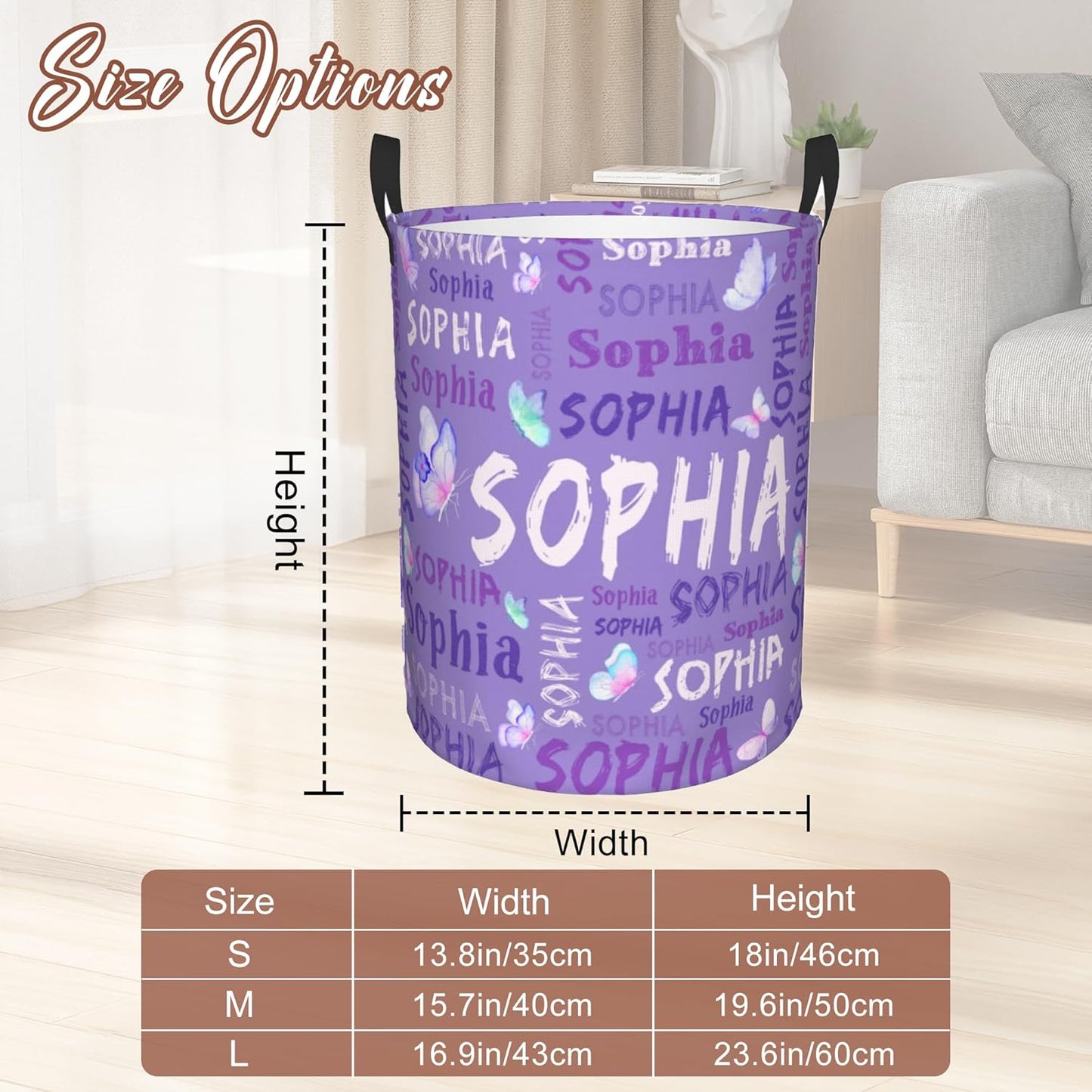 Custom Name Laundry Hamper, Personalized Laundry Basket with Name for Boys Girls Kids Men Women, Customized Name Dirty Clothes Basket Gifts for Clothes Toy Bathroom Bedroom Laundry Room Dorm