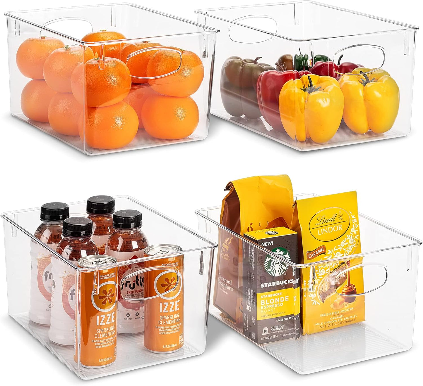 Sorbus Large Clear Plastic Storage Bins for Shelves, Clothes, with Handle - Clear Storage Bins, Drawer, Shelf, Closet, Pantry, Fridge, Freezer Organizer Bins, Closet Organizers and Storage (4 pack)
